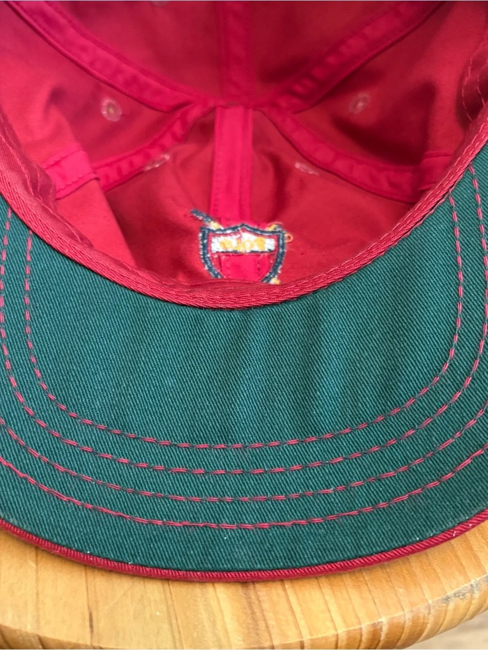 Vintage 90s Polo Ralph Lauren Golf Crest Hat Red Strapback USA Green Underbrim